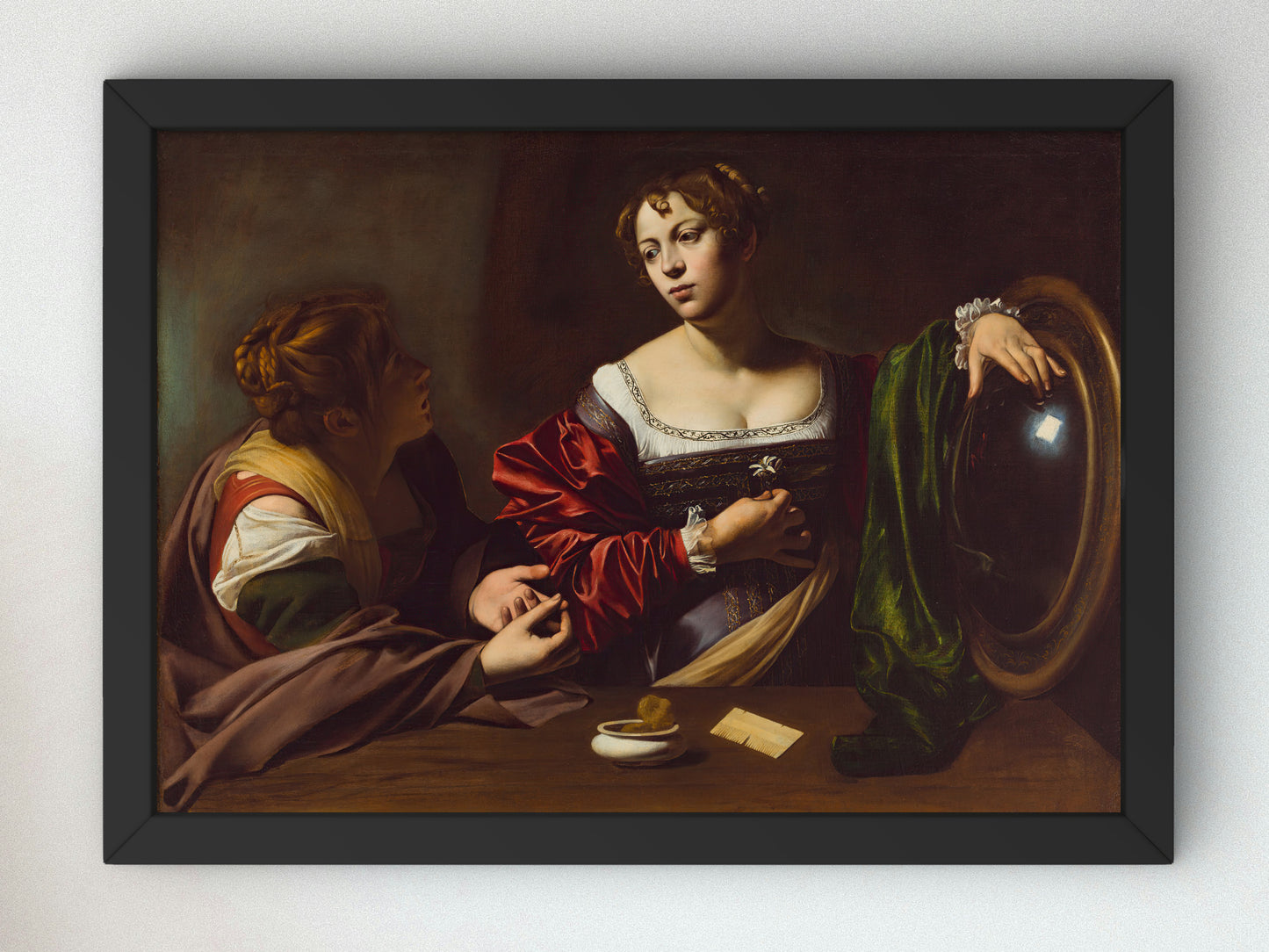 Martha and Mary Magdalene by Caravaggio 1598, Wall Art Print, Fine Art Reproduction, Museum Quality Decor, Poster