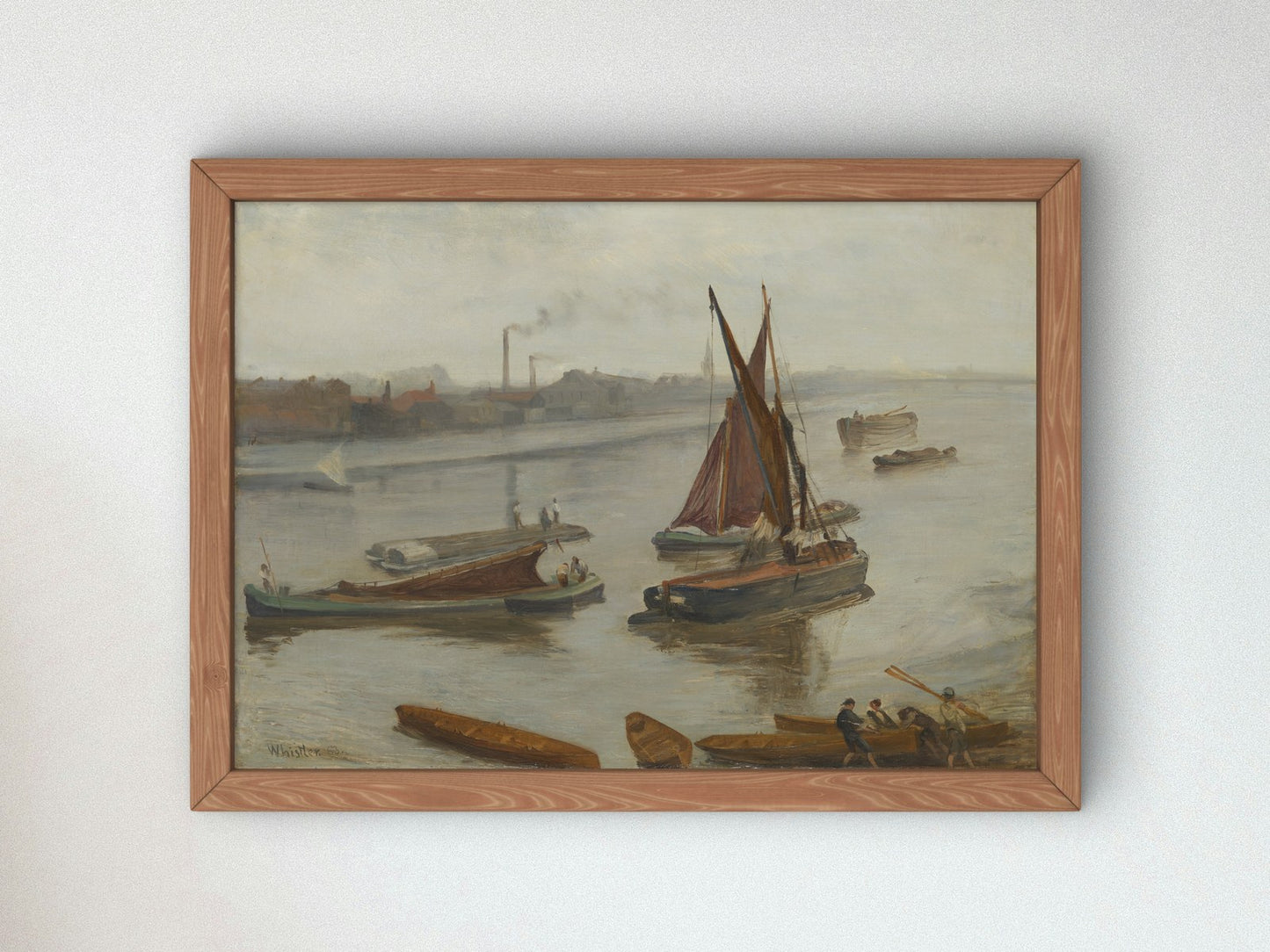 Grey and Silver Old Battersea Reach by James McNeill Whistler 1863, Wall Art Print, Fine Art Reproduction, Museum Quality Decor, Poster