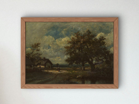 The Cottage by the Roadside Stormy Sky by Jules Dupré 1860, Wall Art Print, Fine Art Reproduction, Museum Quality Decor, Poster