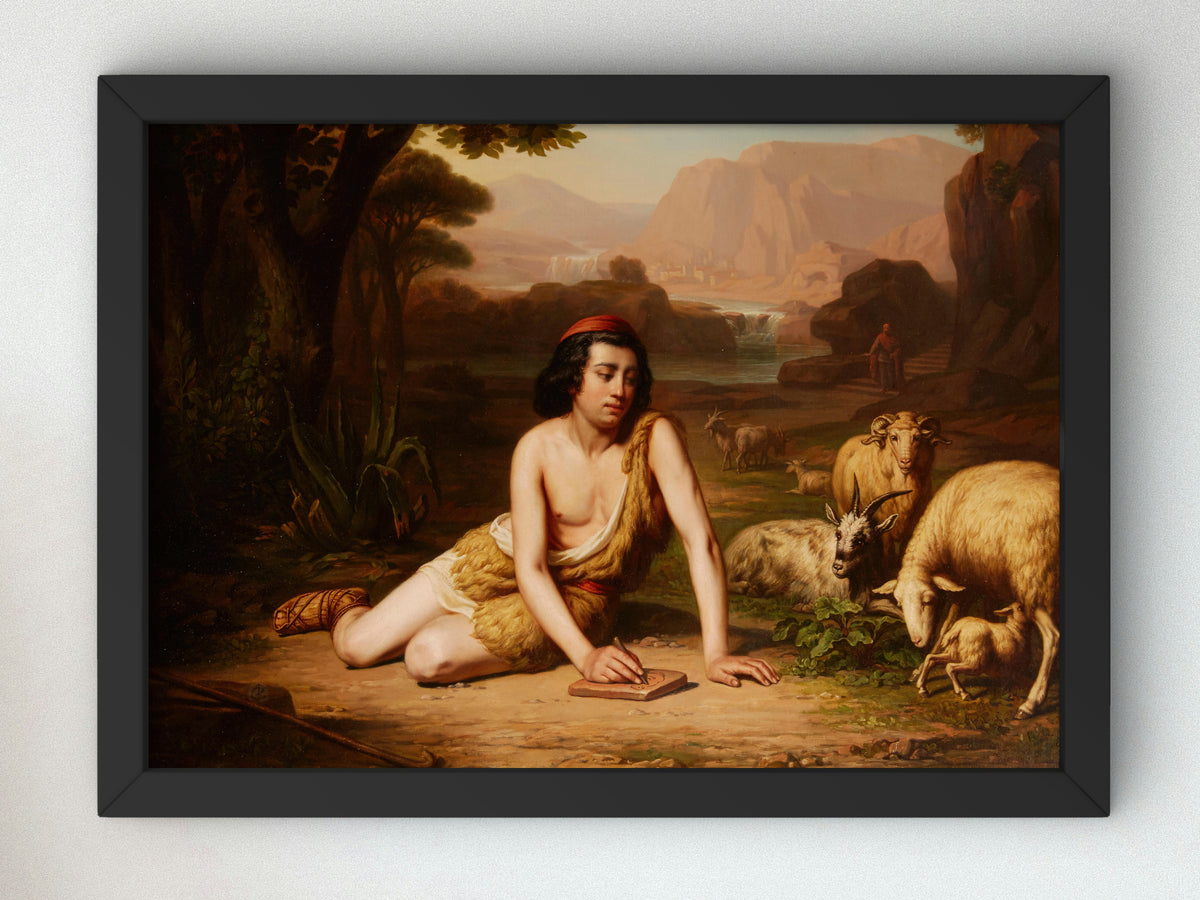 Giotto Drawing from Nature by John William Godward, Wall Art Print, Fine Art Reproduction, Museum Quality Decor, Poster