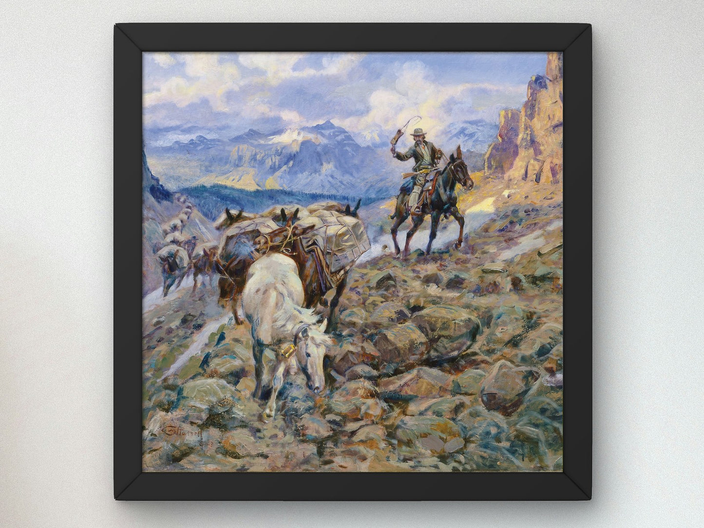 When Mules Wear Diamonds by Charles Marion Russell 1921, Wall Art Print, Fine Art Reproduction, Museum Quality Decor, Poster