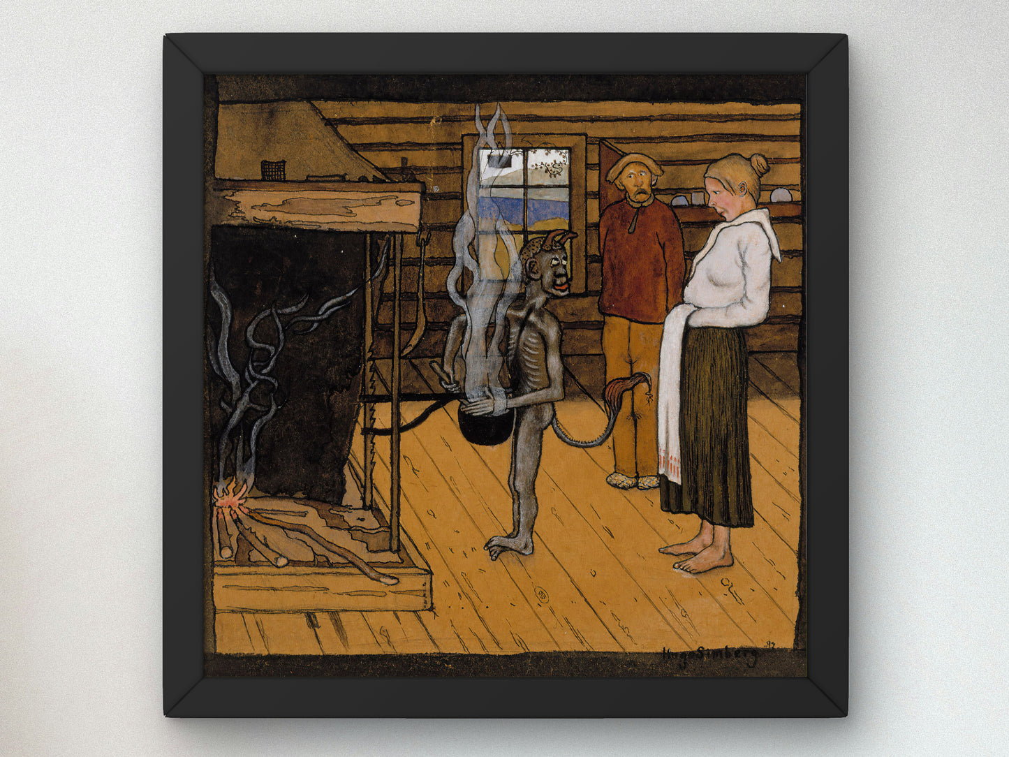 The Poor Devil By the Fire by Hugo Simberg 1897, Wall Art Print, Fine Art Reproduction, Museum Quality Decor, Poster