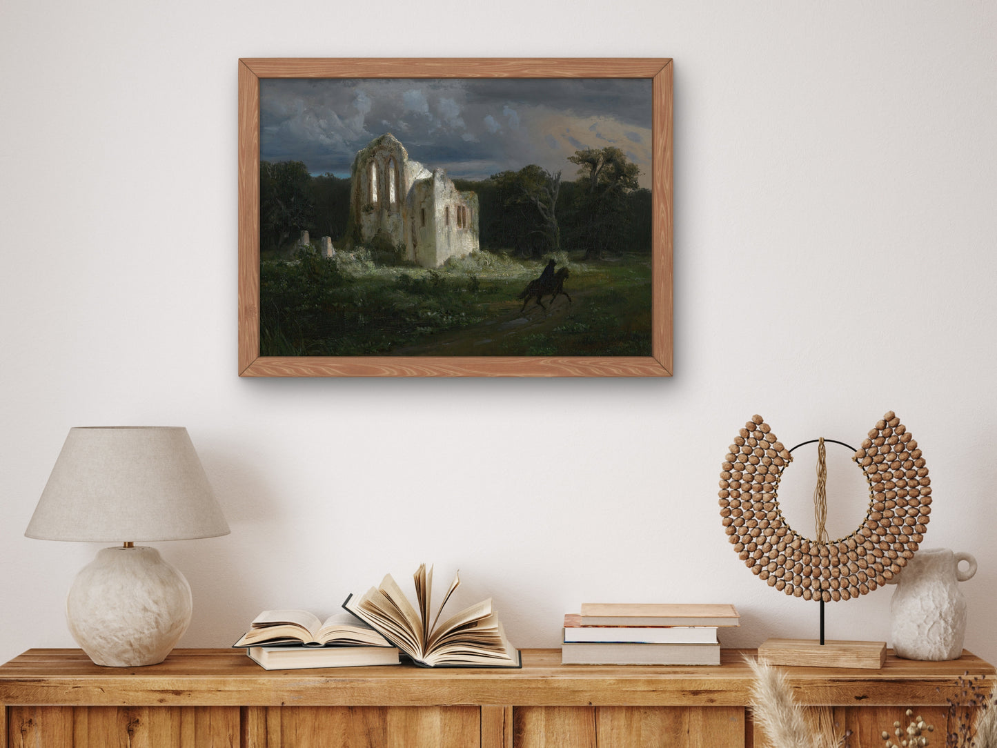 Moonlit Landscape with Ruins by Arnold Böcklin 1849, Wall Art Print, Fine Art Reproduction, Museum Quality Decor, Poster