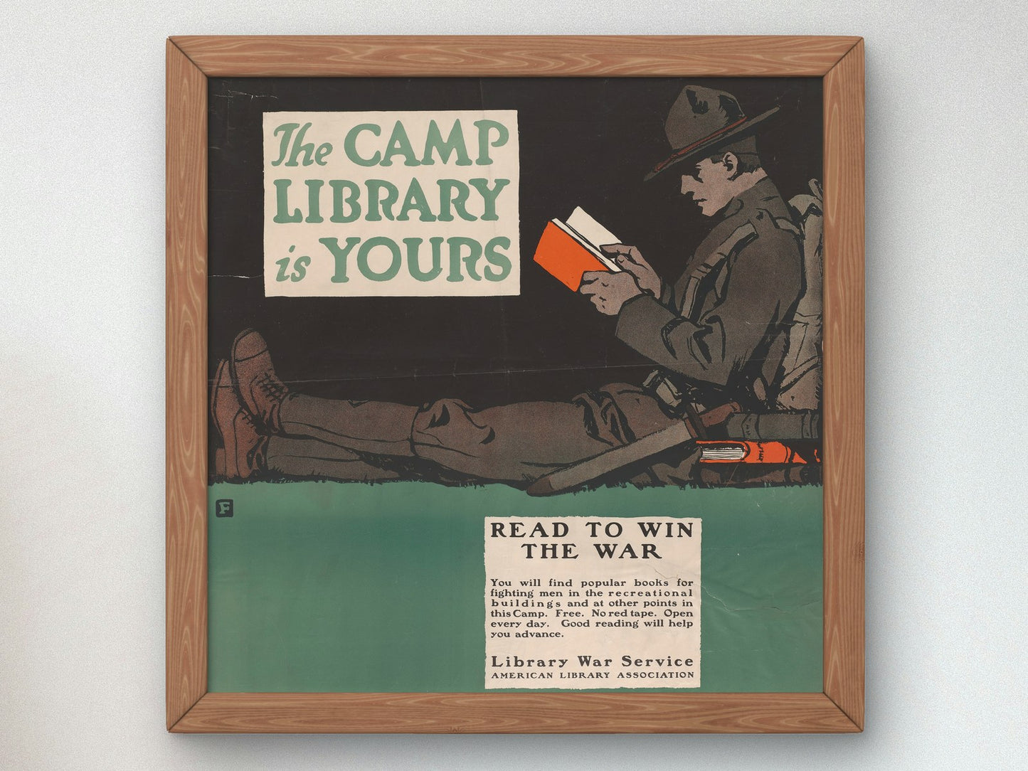 Read to Win the War by Charles Buckles Falls 1918, Wall Art Print, Fine Art Reproduction, Museum Quality Decor, Poster