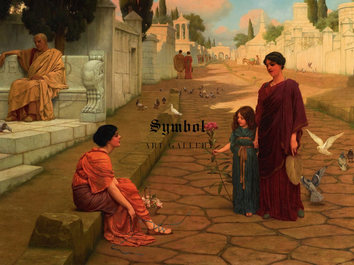 Outside the Gate of Pompeii by John William Godward 1905, Wall Art Print, Fine Art Reproduction, Museum Quality Decor, Poster