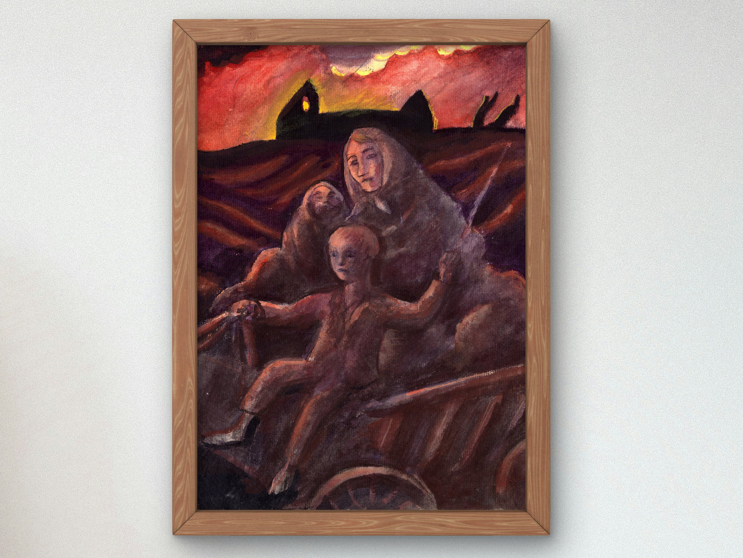 Refugees Mother with Children in the Cart by Jāzeps Grosvalds 1915, Wall Art Print, Fine Art Reproduction, Museum Quality Decor, Poster