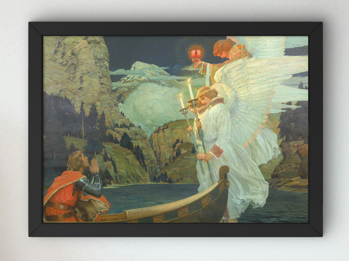 The Knight of the Holy Grail by Frederick Judd Waugh 1912, Wall Art Print, Fine Art Reproduction, Museum Quality Decor, Poster