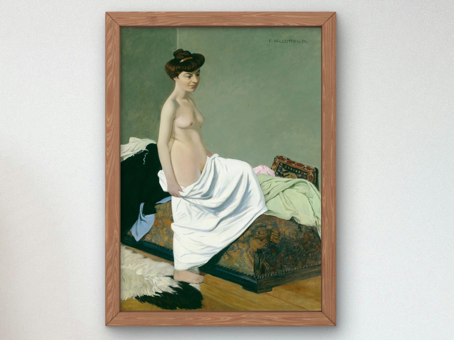 Standing Nude Holding Gown on Her Knee by Félix Vallotton 1904, Wall Art Print, Fine Art Reproduction, Museum Quality Decor, Poster