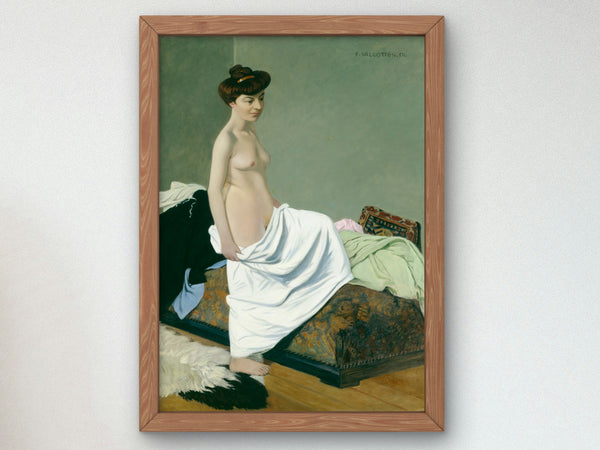 Standing Nude Holding Gown on Her Knee by Félix Vallotton 1904, Wall Art Print, Fine Art Reproduction, Museum Quality Decor, Poster