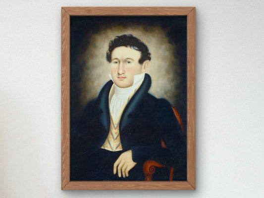 Portrait of a Young Man by Erastus Salisbury Field 1827, Wall Art Print, Fine Art Reproduction, Museum Quality Decor, Poster