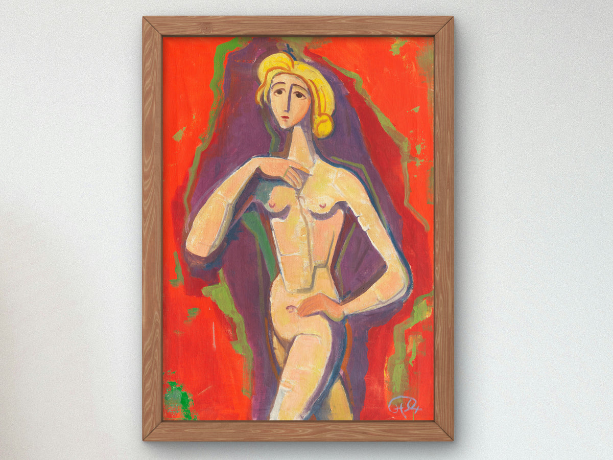 Standing Female Nude by Karl Hofer 1954, Wall Art Print, Fine Art Reproduction, Museum Quality Decor, Poster