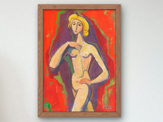 Standing Female Nude by Karl Hofer 1954, Wall Art Print, Fine Art Reproduction, Museum Quality Decor, Poster