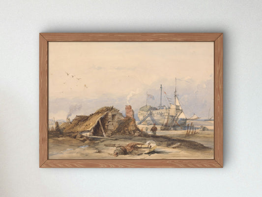 The Blockade Station Rye by Clarkson Frederick Stanfield 1850, Wall Art Print, Fine Art Reproduction, Museum Quality Decor, Poster