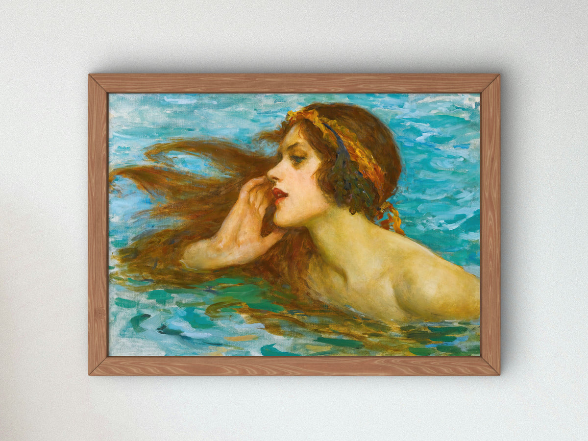A Little Sea Maiden by William Henry Margetson, Wall Art Print, Fine Art Reproduction, Museum Quality Decor, Poster