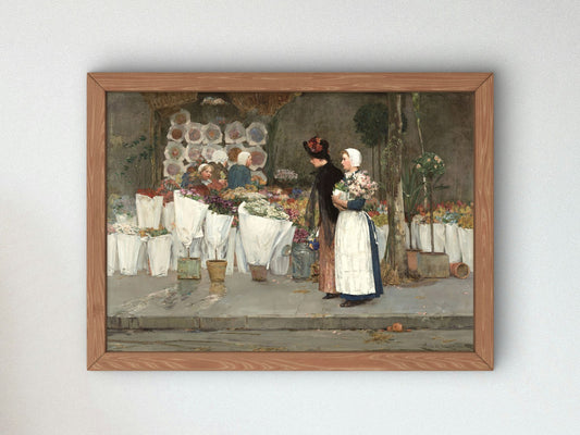 At the Florist by Childe Hassam 1889, Wall Art Print, Fine Art Reproduction, Museum Quality Decor, Poster