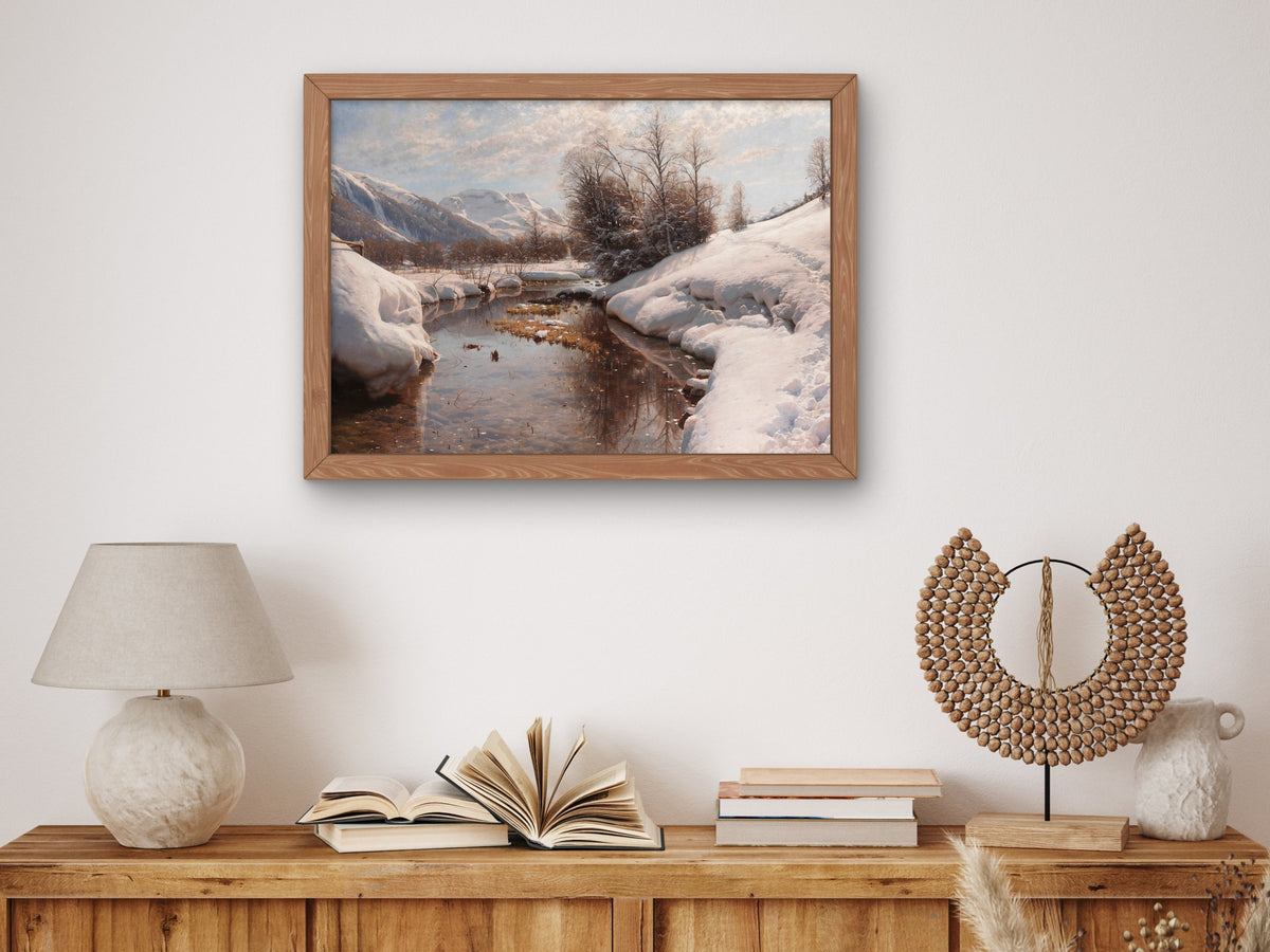 Winter Sun in Engadin by Peder Mørk Mønsted 1914, Wall Art Print, Fine Art Reproduction, Museum Quality Decor, Poster