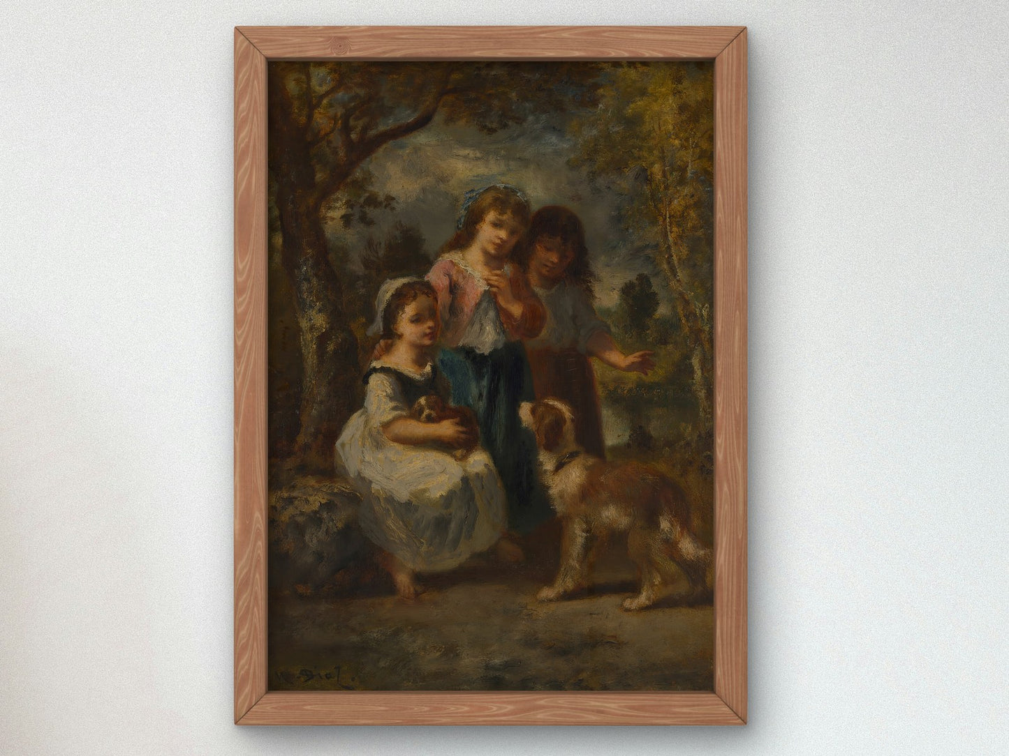 Three Little Girls by Narcisse Virgile Diaz de la Peña 1870, Wall Art Print, Fine Art Reproduction, Museum Quality Decor, Poster