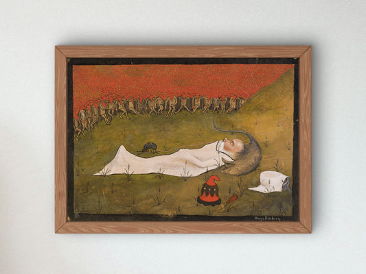 King Hobgoblin Sleeping by Hugo Simberg 1896, Wall Art Print, Fine Art Reproduction, Museum Quality Decor, Poster