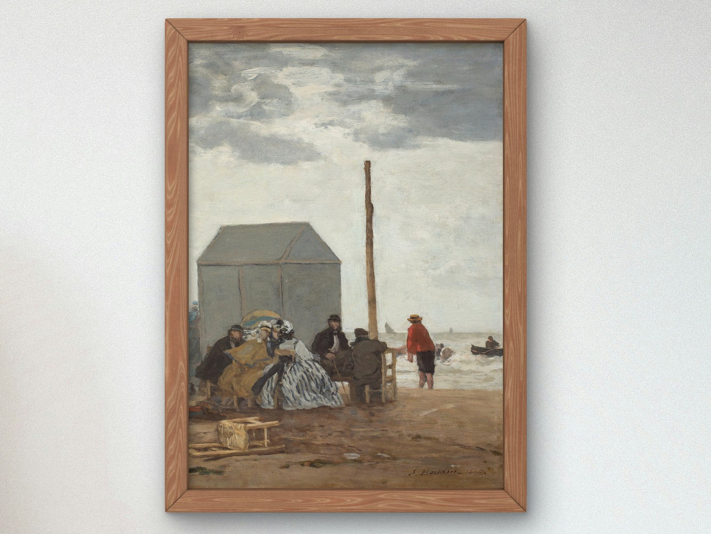 The Beach at Deauville by Eugène Boudin 1864, Wall Art Print, Fine Art Reproduction, Museum Quality Decor, Poster
