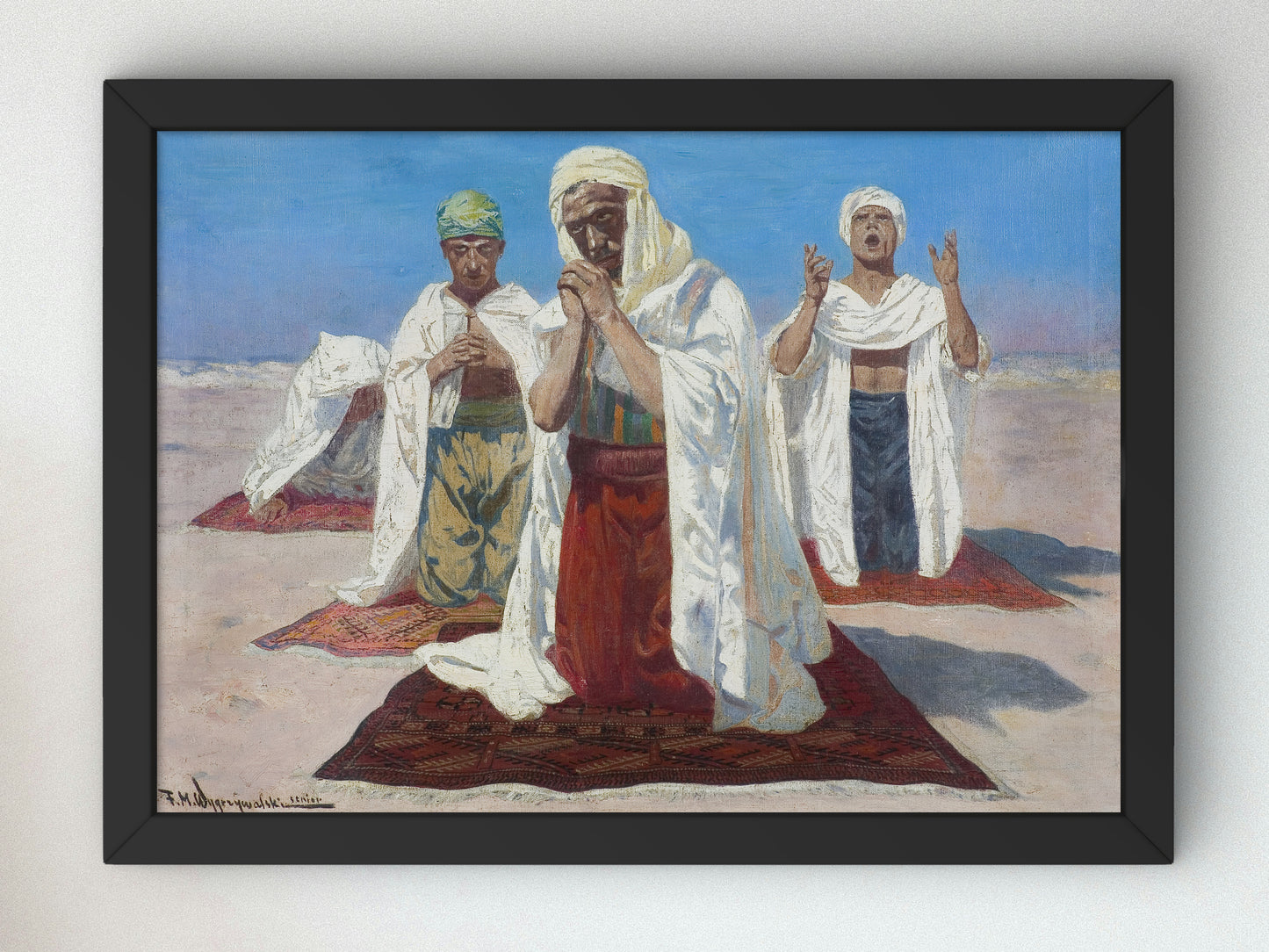 Prayer in the Desert by Feliks Michał Wygrzywalski, Wall Art Print, Fine Art Reproduction, Museum Quality Decor, Poster