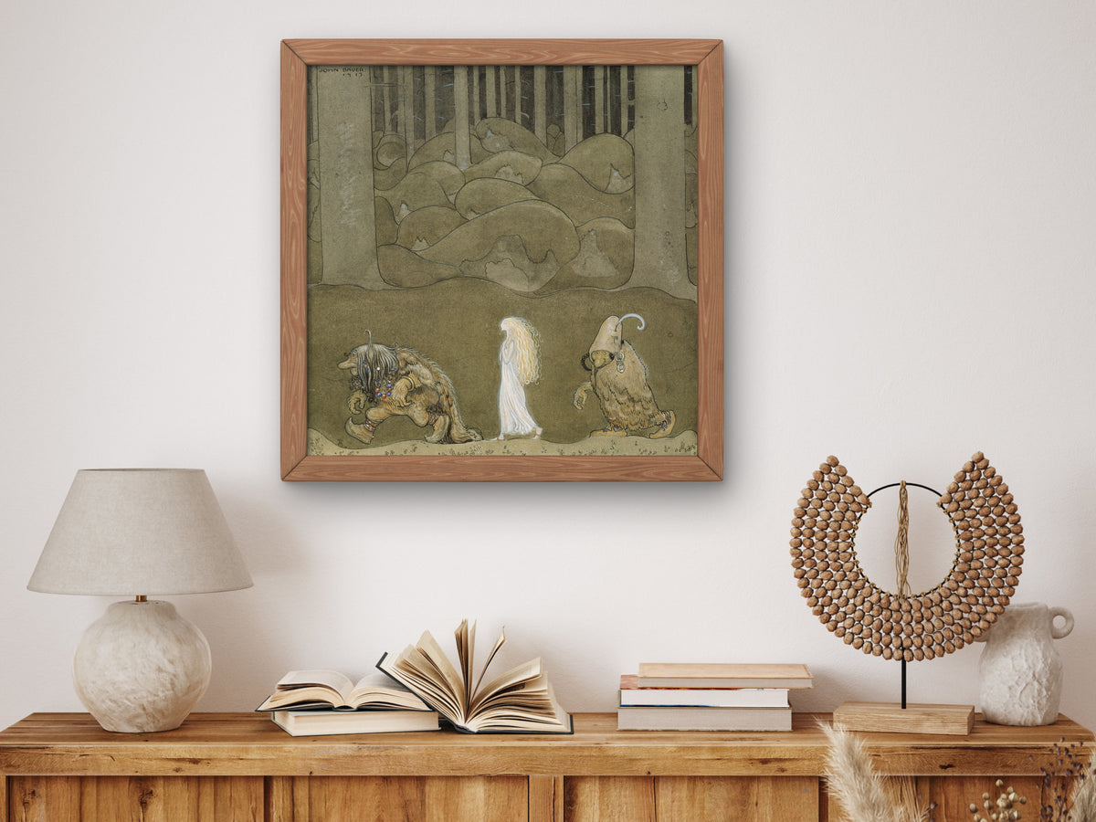 The Princess and the Trolls by John Bauer 1913, Wall Art Print, Fine Art Reproduction, Museum Quality Decor, Poster