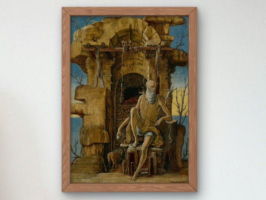 Saint Jerome in the Wilderness by Ercole de' Roberti 1475, Wall Art Print, Fine Art Reproduction, Museum Quality Decor, Poster