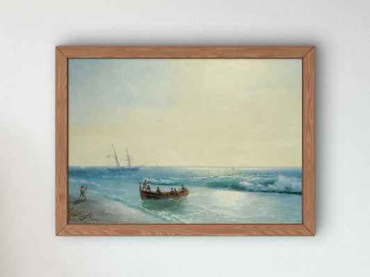Sailors Coming Ashore by Ivan Konstantinovich Aivazovsky 1897, Wall Art Print, Fine Art Reproduction, Museum Quality Decor, Poster