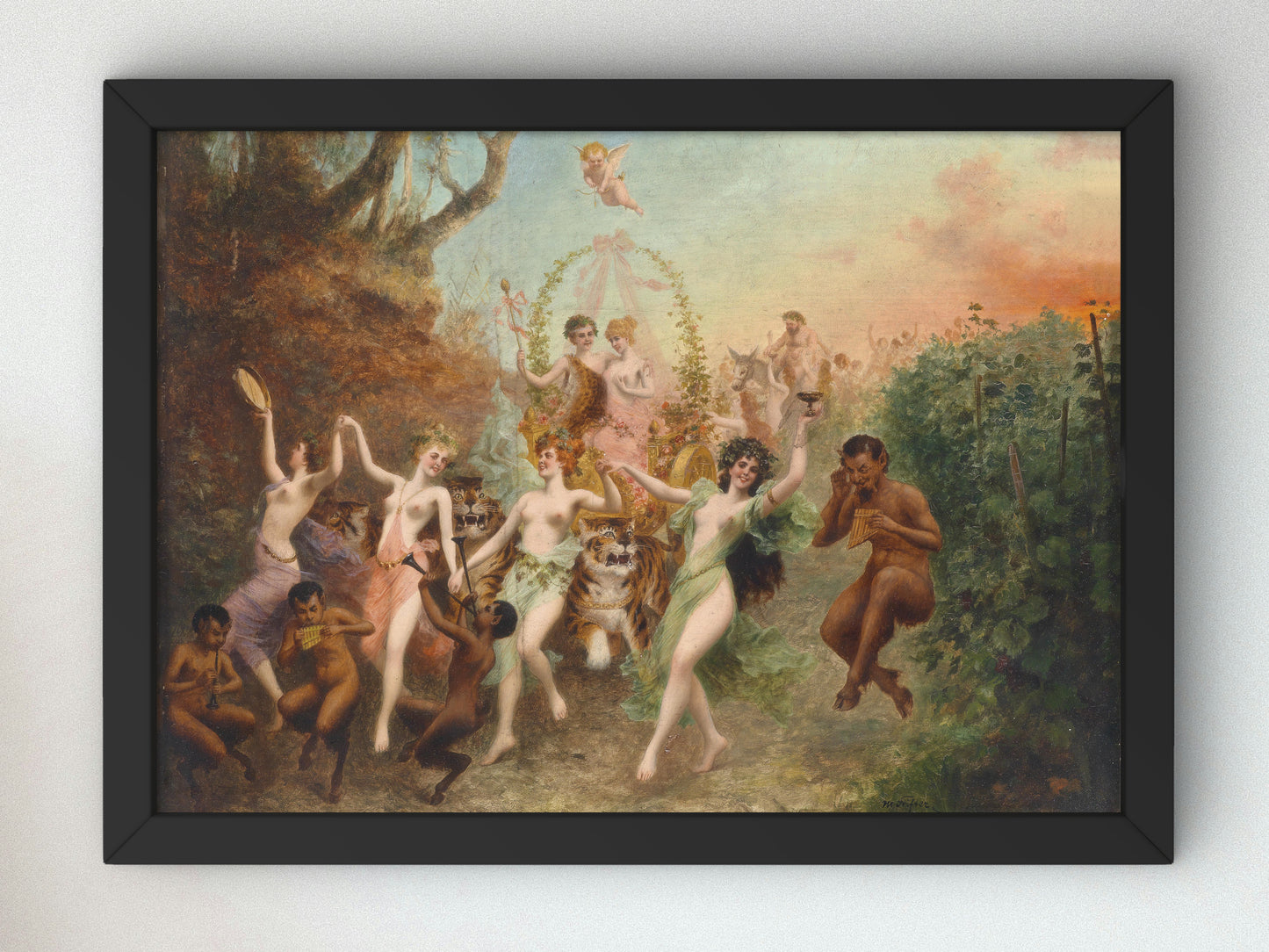 Festival of Fauns and Nymphs by Moritz Stifter 1905, Wall Art Print, Fine Art Reproduction, Museum Quality Decor, Poster