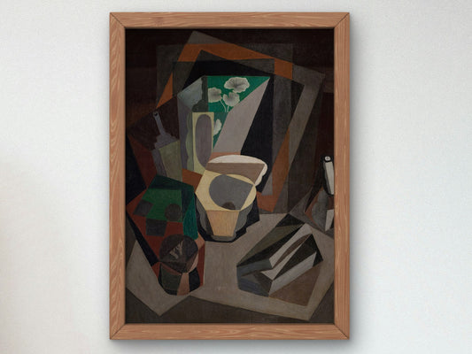 Still Life with Utensils by Diego Rivera 1917, Wall Art Print, Fine Art Reproduction, Museum Quality Decor, Poster
