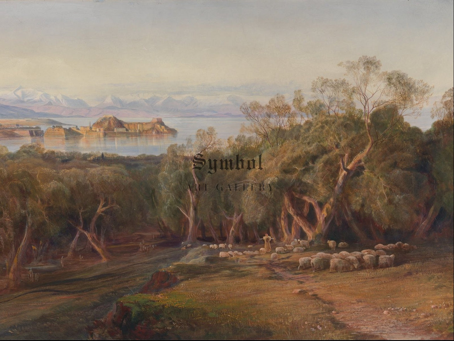 Corfu from Ascension by Edward Lear 1862, Wall Art Print, Fine Art Reproduction, Museum Quality Decor, Poster