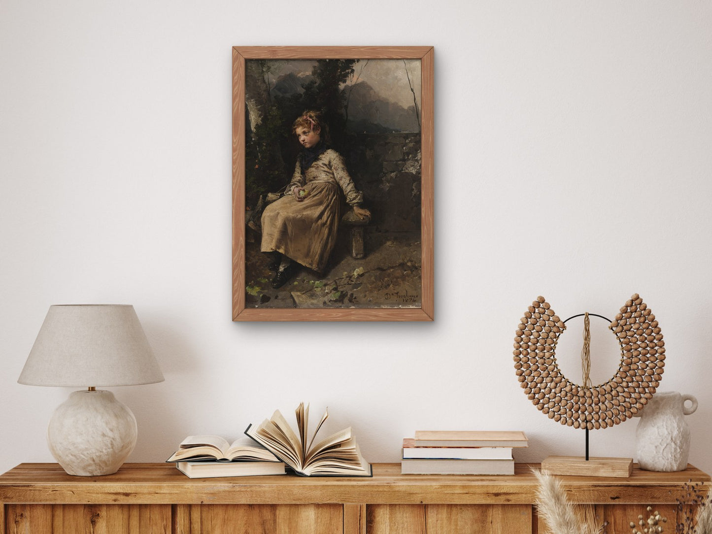 Bambina in Giardino by Domenico Induno 1874, Wall Art Print, Fine Art Reproduction, Museum Quality Decor, Poster