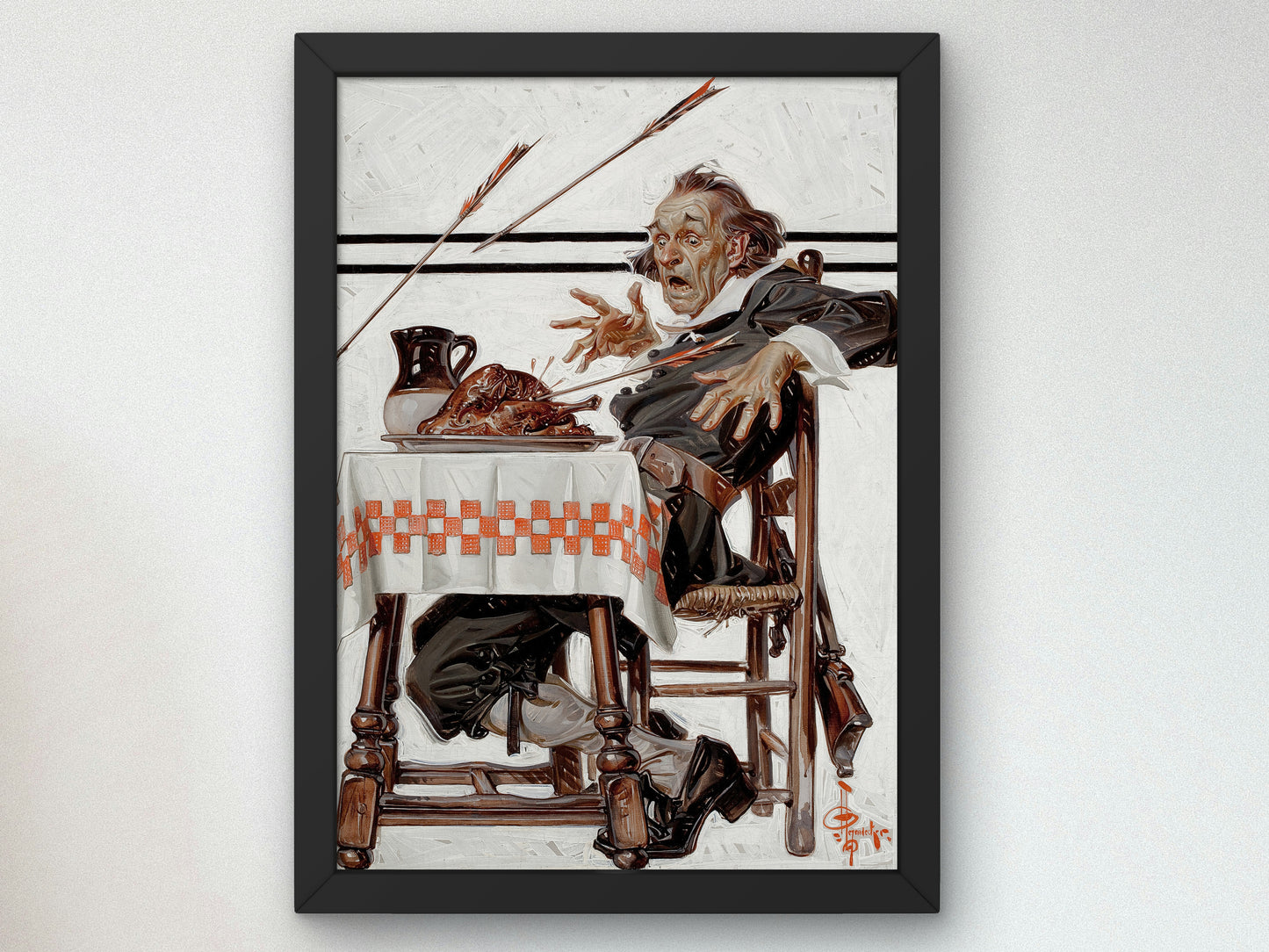Startled Pilgrim by Joseph Christian Leyendecker 1920, Wall Art Print, Fine Art Reproduction, Museum Quality Decor, Poster