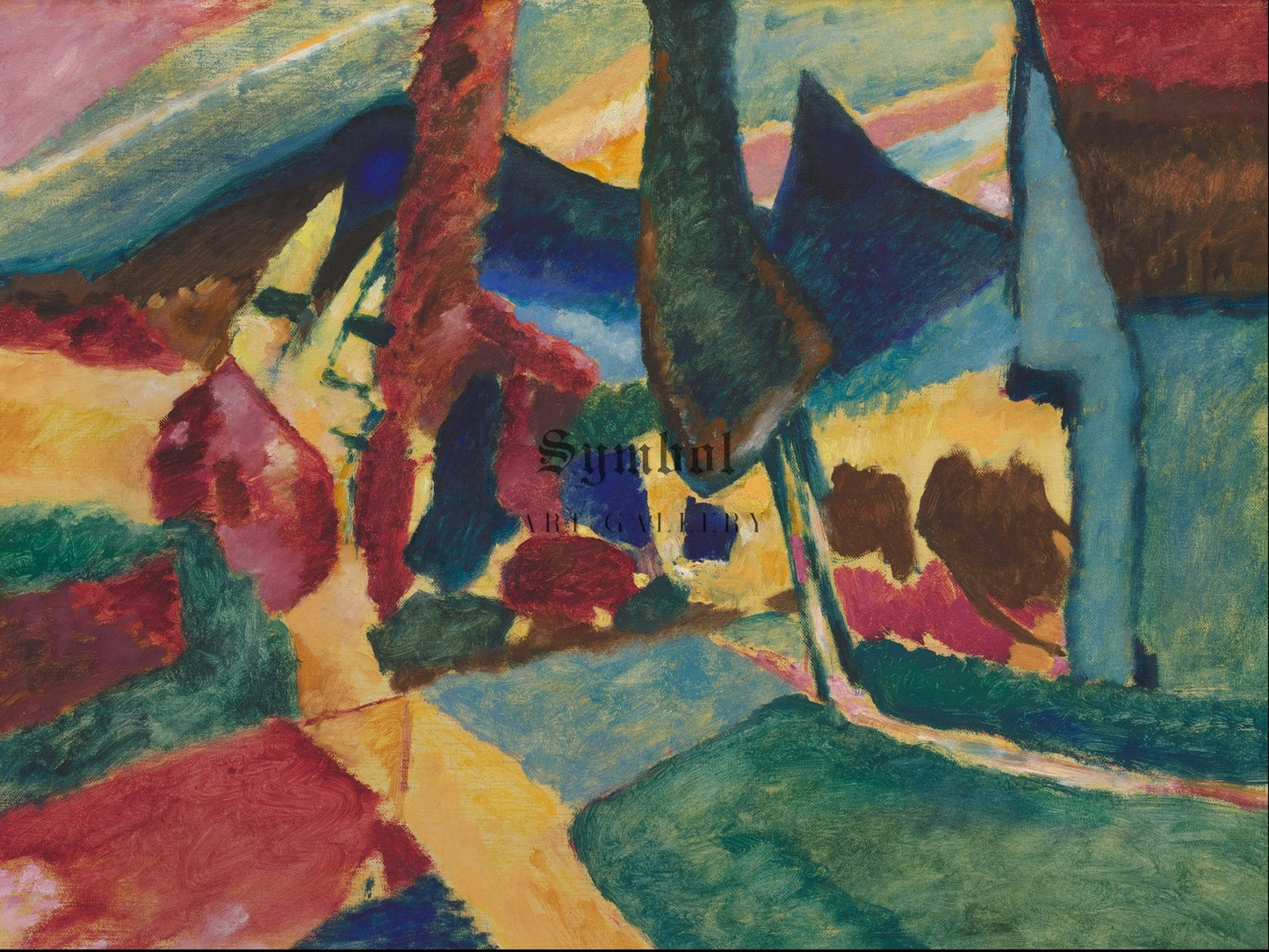 Landscape with Two Poplars by Vasily Kandinsky 1912, Wall Art Print, Fine Art Reproduction, Museum Quality Decor, Poster