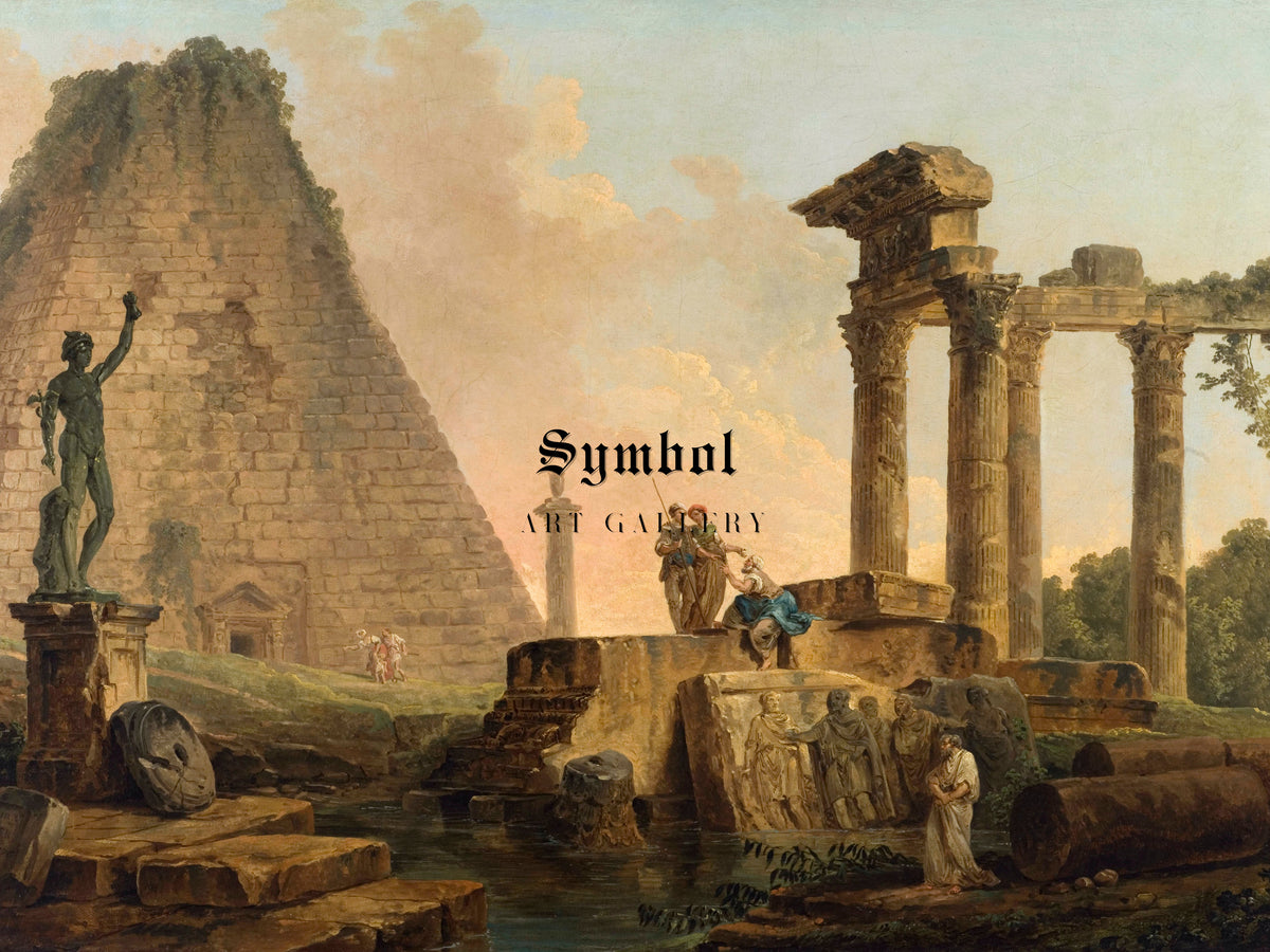 Roman Ruins by Hubert Robert 1776, Wall Art Print, Fine Art Reproduction, Museum Quality Decor, Poster