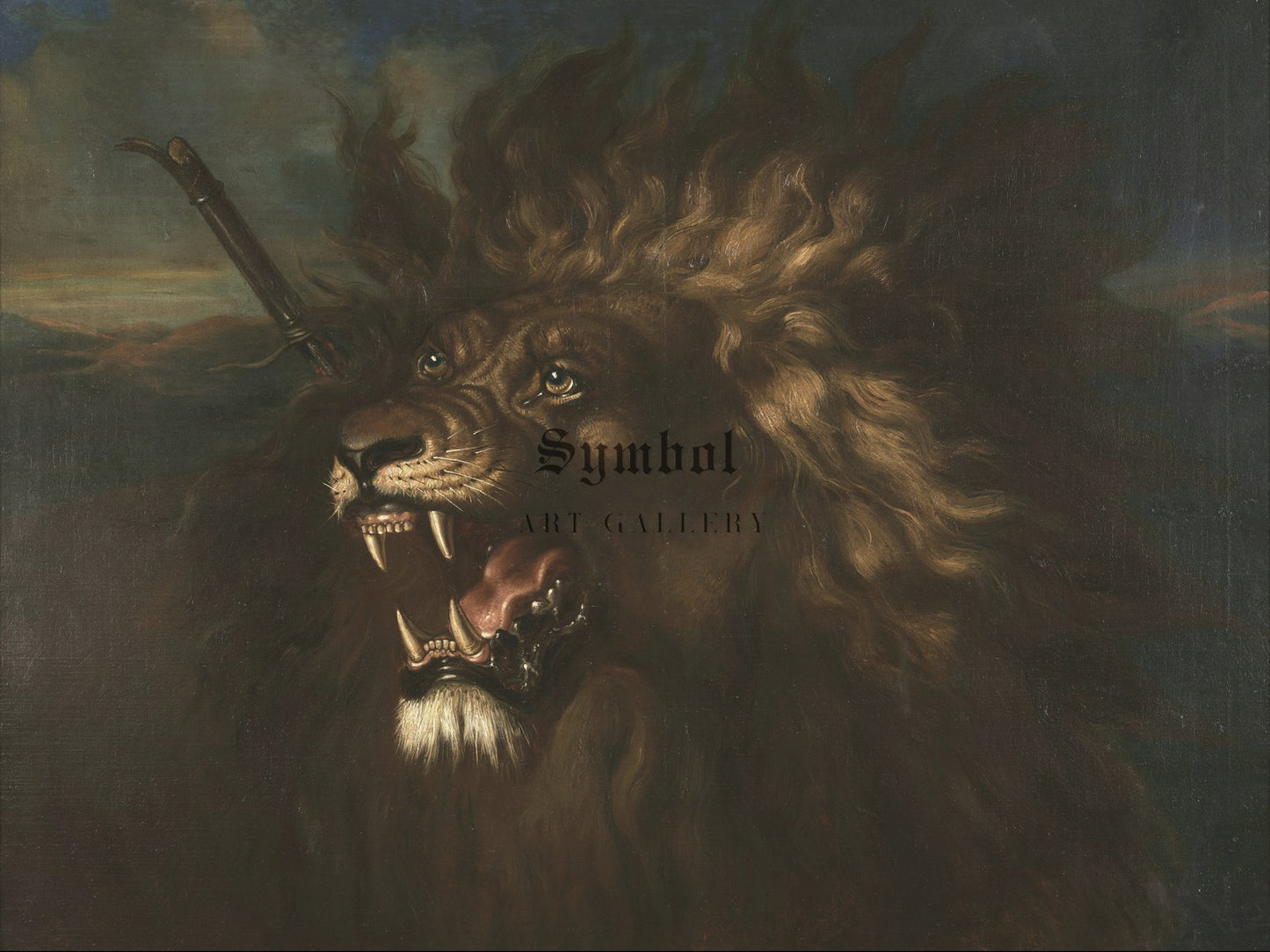 Wounded Lion by Raden Saleh 1839, Wall Art Print, Fine Art Reproduction, Museum Quality Decor, Poster