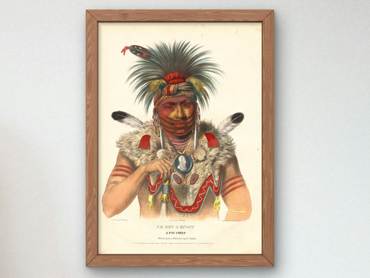 Ne Sou A Quoit, A Fox Chief by Charles Bird King 1837, Wall Art Print, Fine Art Reproduction, Museum Quality Decor, Poster