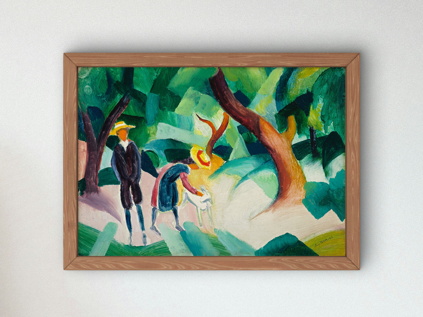 Children with a Goat by August Macke 1913, Wall Art Print, Fine Art Reproduction, Museum Quality Decor, Poster
