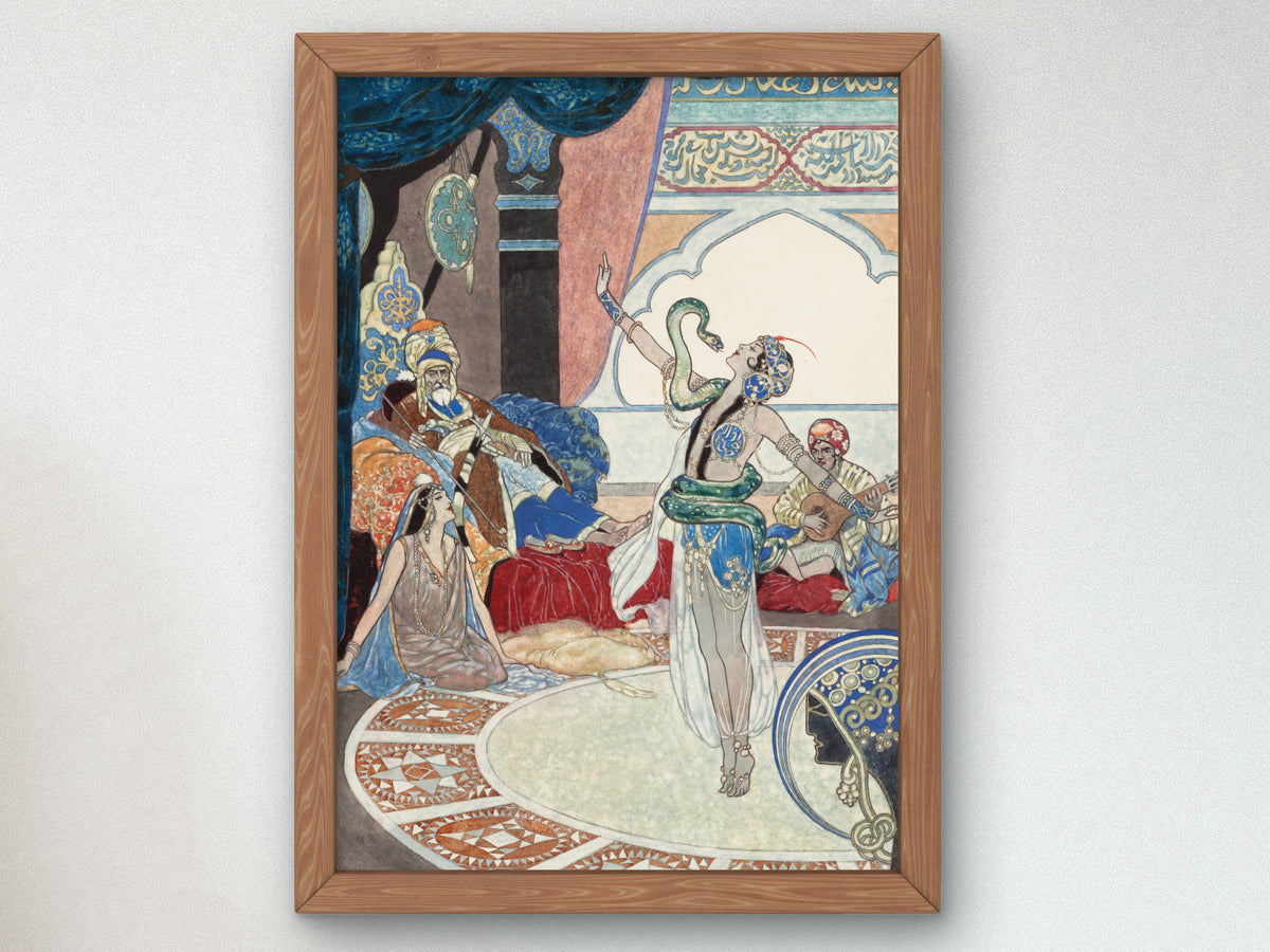 The Snake Charmer by René Bull, Wall Art Print, Fine Art Reproduction, Museum Quality Decor, Poster