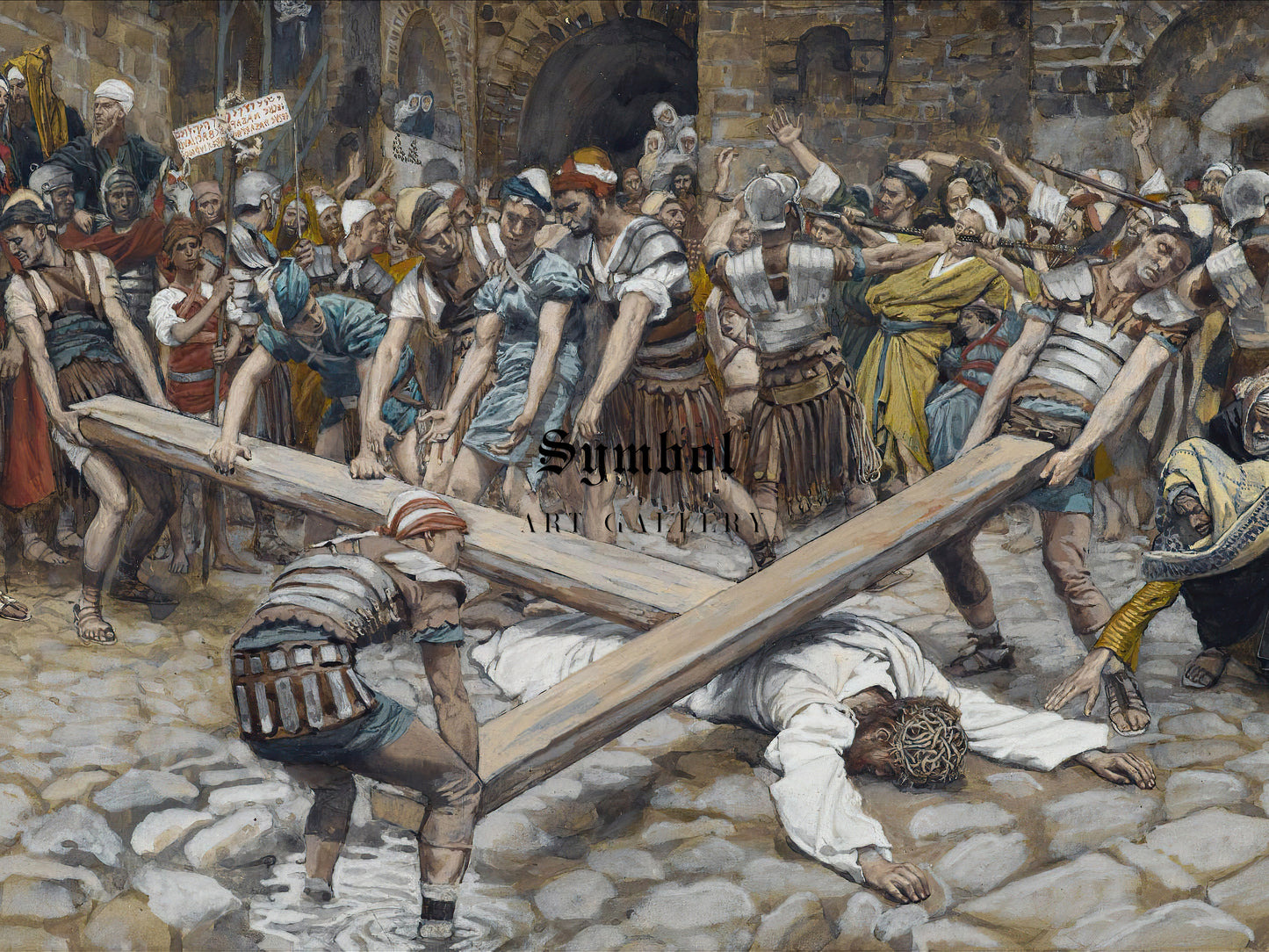 Simon the Cyrenian Compelled to Carry the Cross with Jesus by James Tissot 1886, Wall Art Print, Fine Art Reproduction, Museum Quality Decor