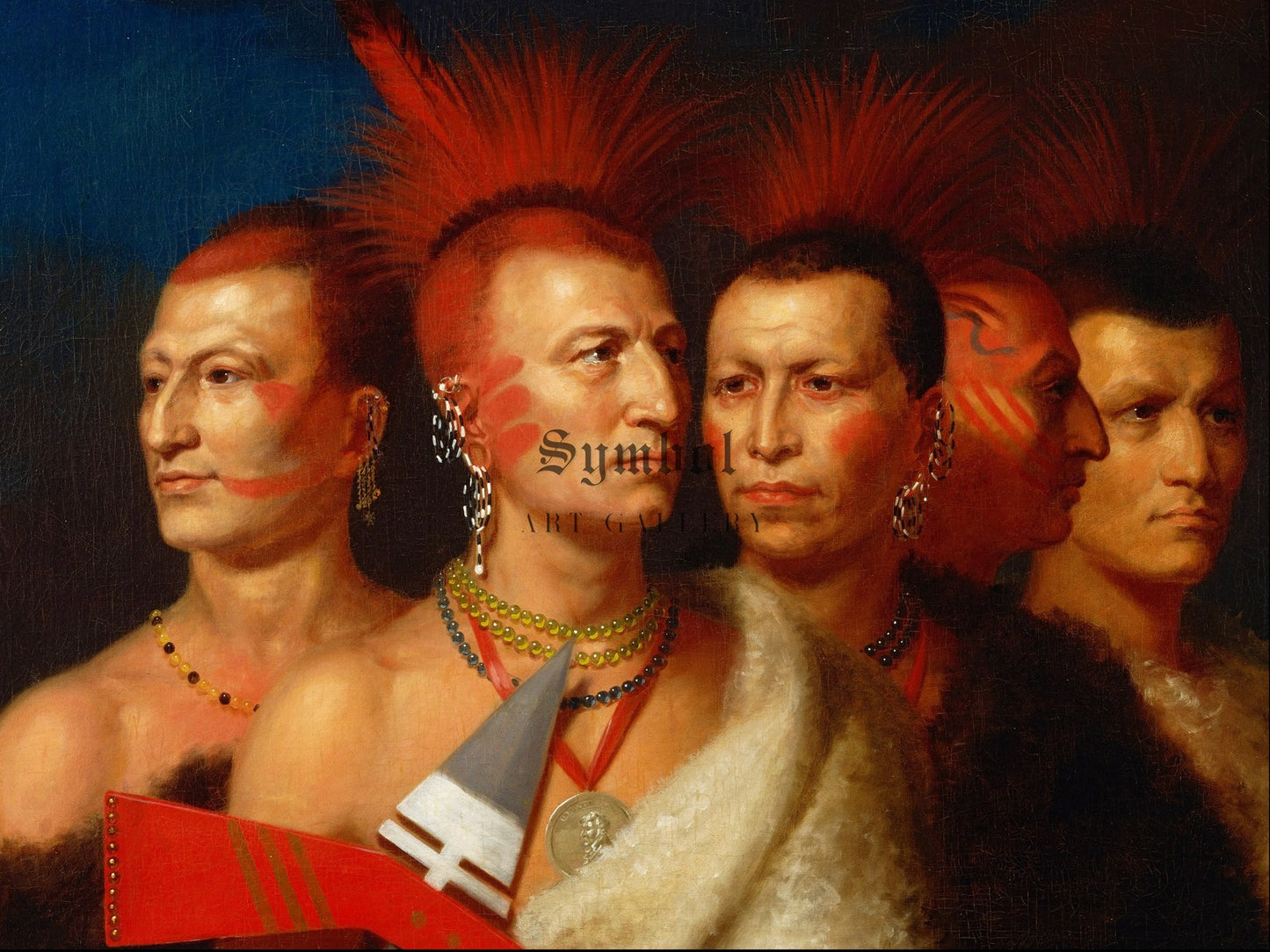 Young Omahaw War Eagle Little Missouri and Pawnees by Charles Bird King 1821, Wall Art Print, Fine Art Reproduction, Museum Quality Decor