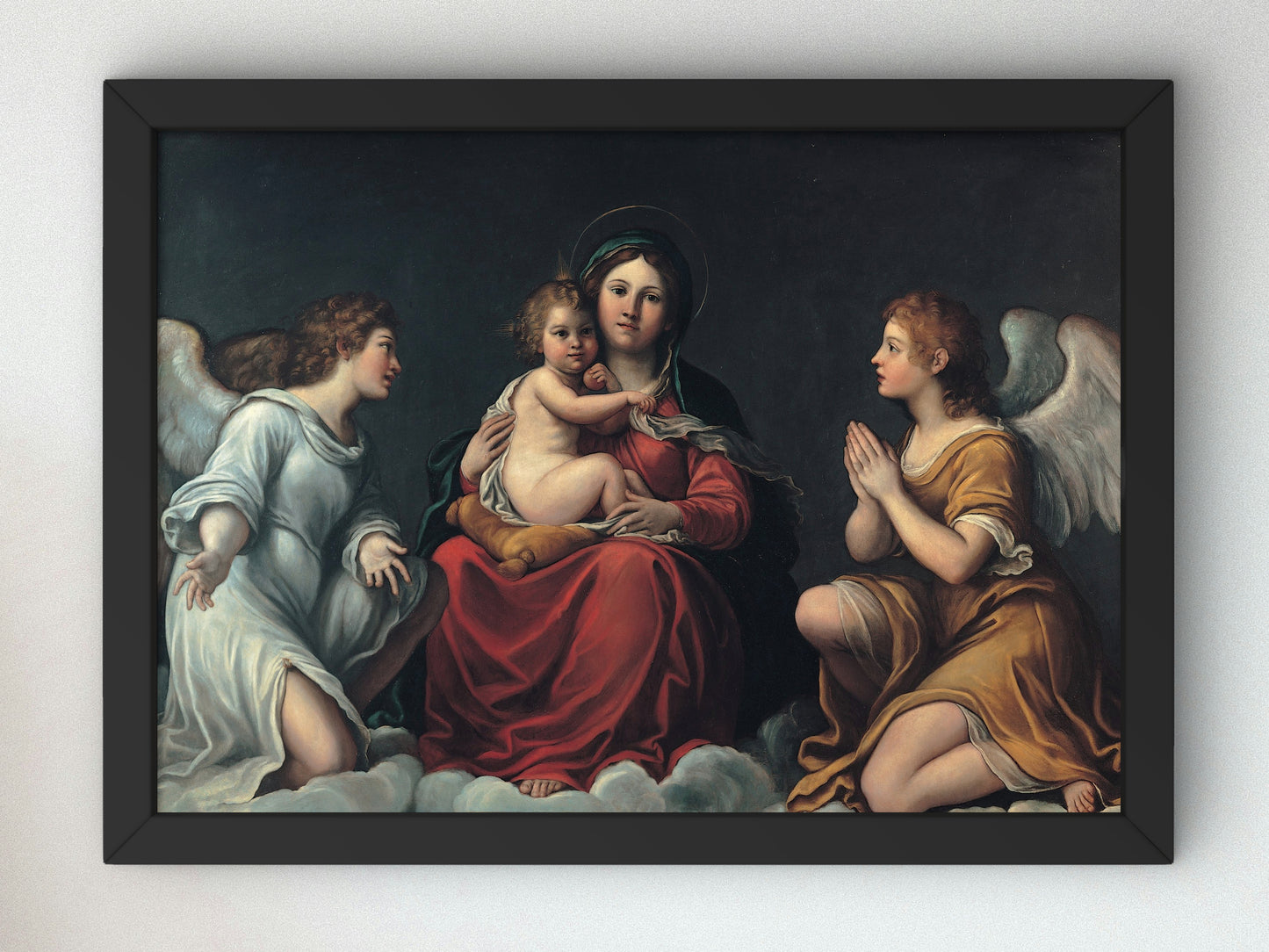 Madonna with the Child and Angels by Francesco Albani 1610, Wall Art Print, Fine Art Reproduction, Museum Quality Decor, Poster