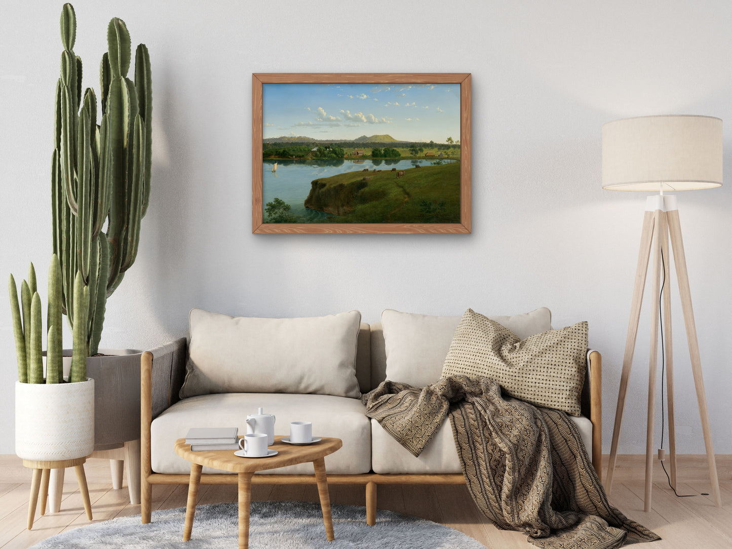 Purrumbete from across the lake by Eugene von Guérard 1858, Wall Art Print, Fine Art Reproduction, Museum Quality Decor, Poster