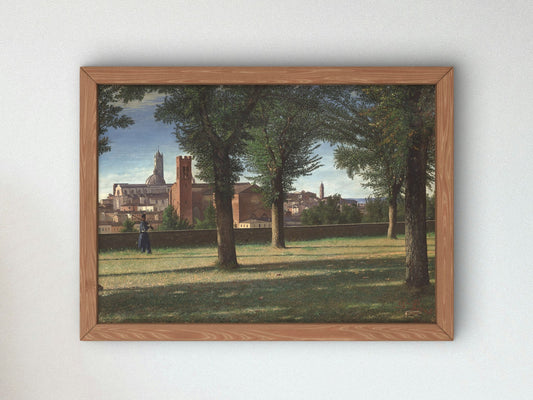 View of Siena by Domenico Pesenti 1872, Wall Art Print, Fine Art Reproduction, Museum Quality Decor, Poster