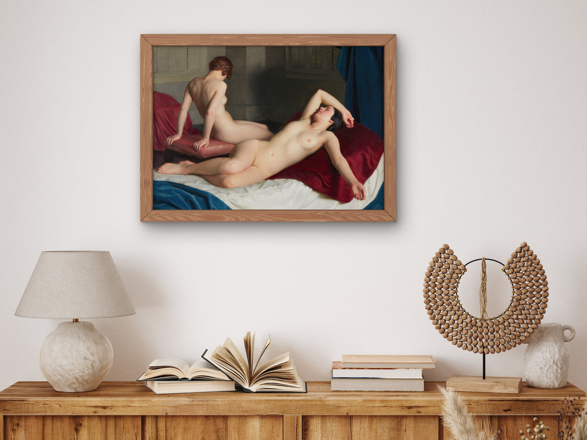 Interior with Two Nudes by William McGregor Paxton 1910, Wall Art Print, Fine Art Reproduction, Museum Quality Decor, Poster