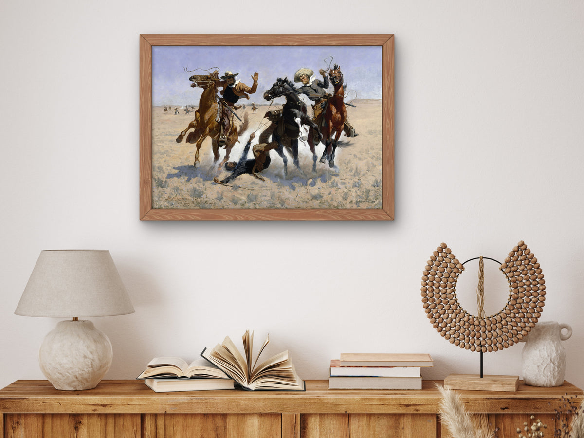 Aiding a Comrade by Frederic Remington 1890, Wall Art Print, Fine Art Reproduction, Museum Quality Decor, Poster