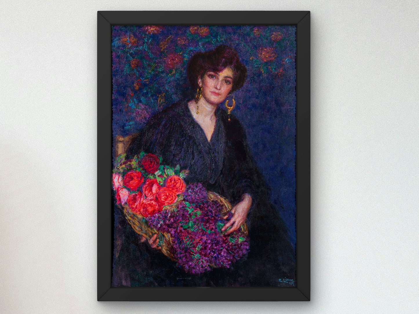 La Fioraia by Enrico Lionne 1919, Wall Art Print, Fine Art Reproduction, Museum Quality Decor, Poster