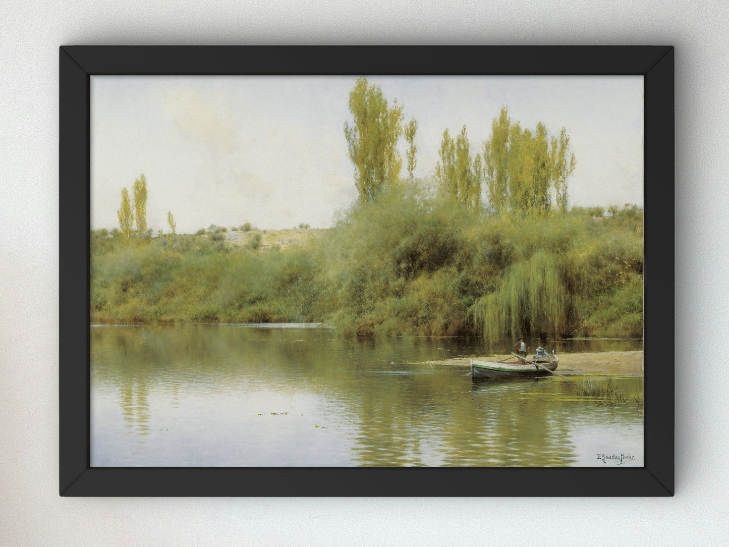On the Banks of the Guadaíra with a Boat by Emilio Sánchez Perrier 1890, Wall Art Print, Fine Art Reproduction, Museum Quality Decor, Poster