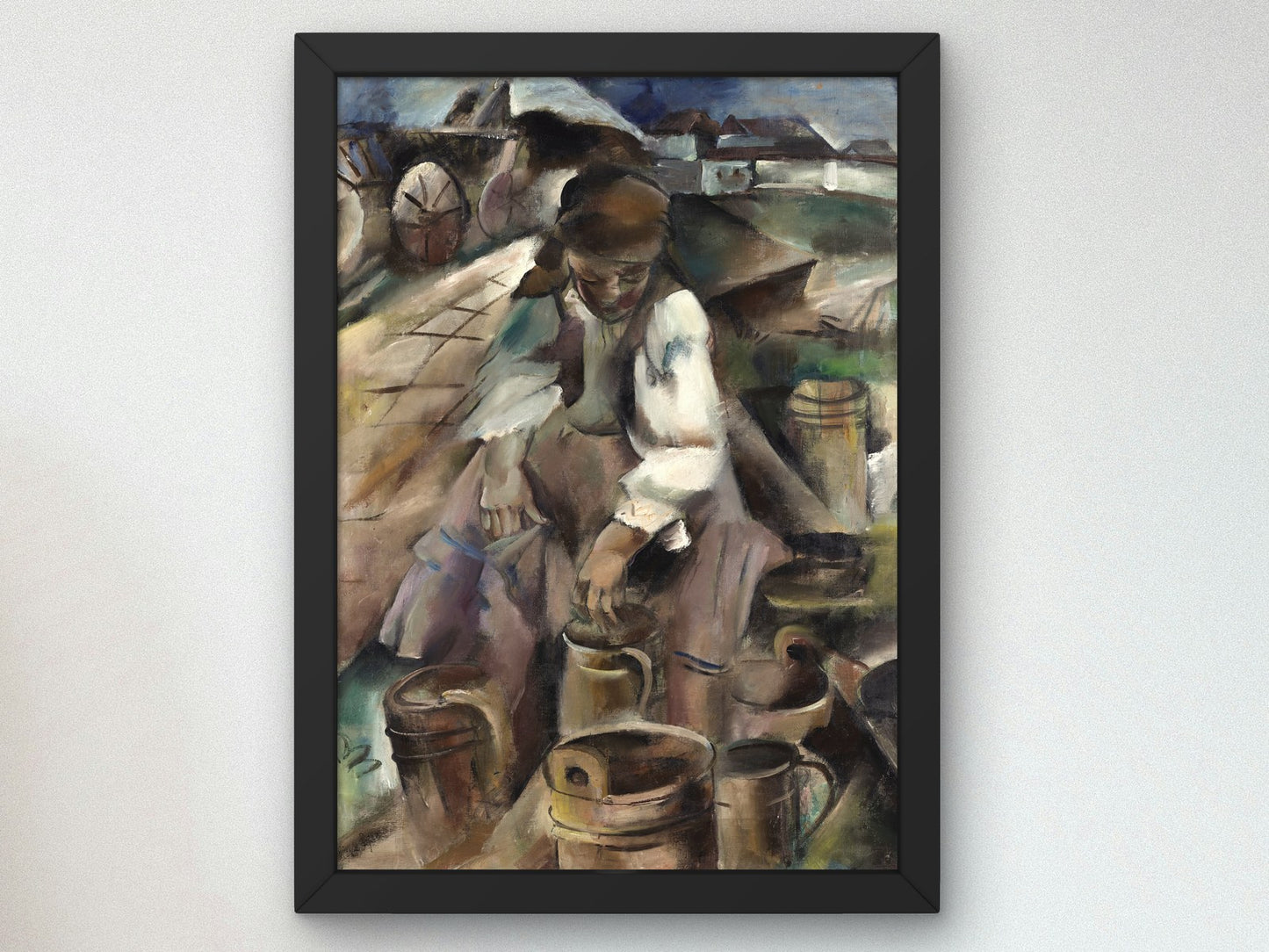 Peasant Woman with Wooden Pail by Elena Popea 1922, Wall Art Print, Fine Art Reproduction, Museum Quality Decor, Poster