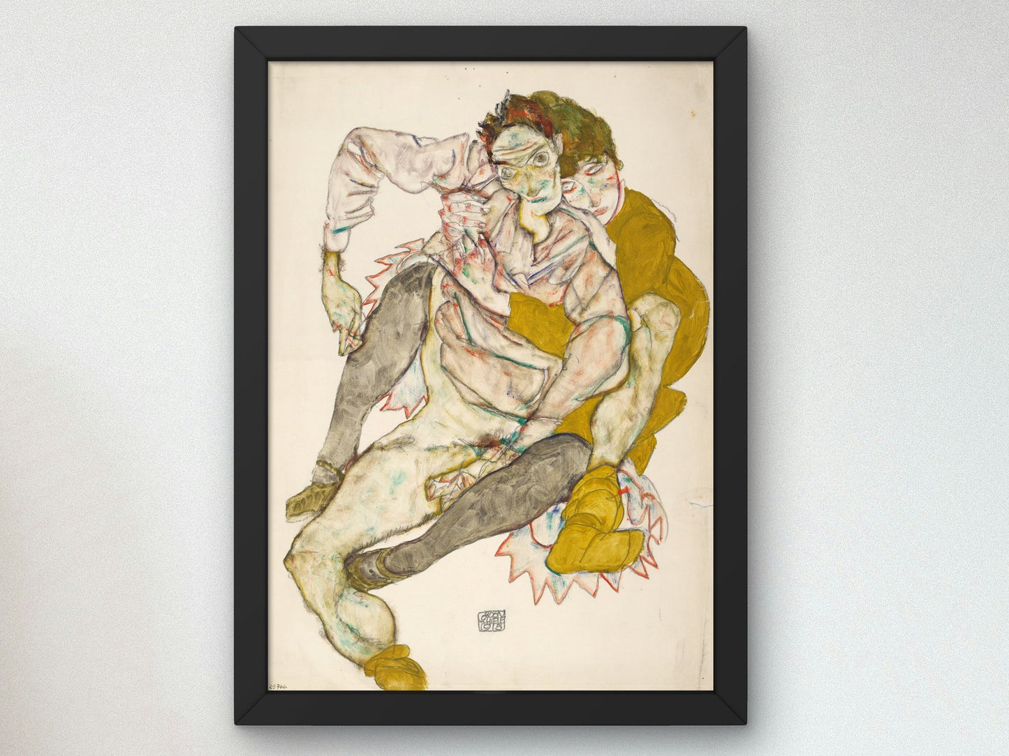 Seated Couple by Egon Schiele 1915, Wall Art Print, Fine Art Reproduction, Museum Quality Decor, Poster