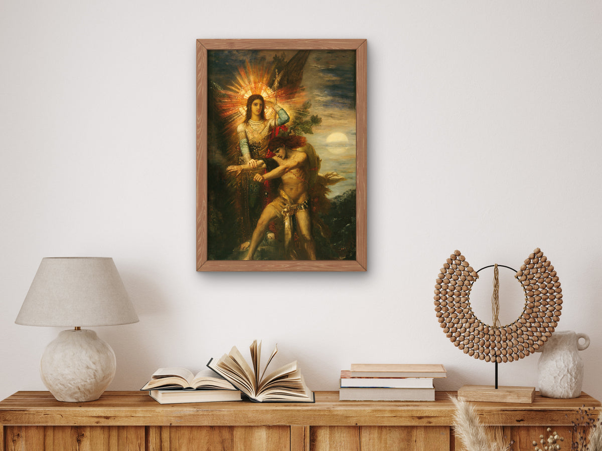 Jacob and the Angel by Gustave Moreau 1874, Wall Art Print, Fine Art Reproduction, Museum Quality Decor, Poster
